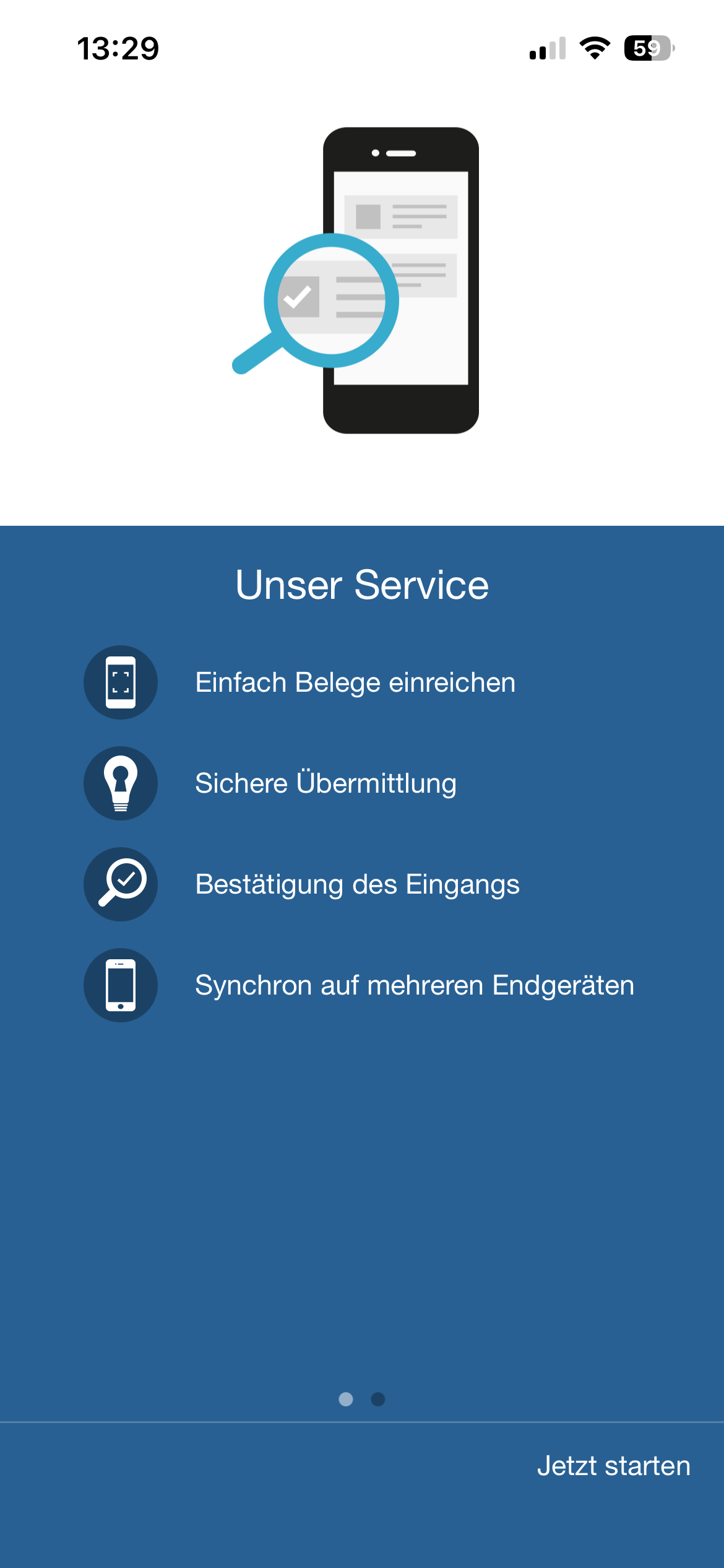 Vierter Screenshot Schritt 3: Registrierungsschreiben und Bestätigungscode