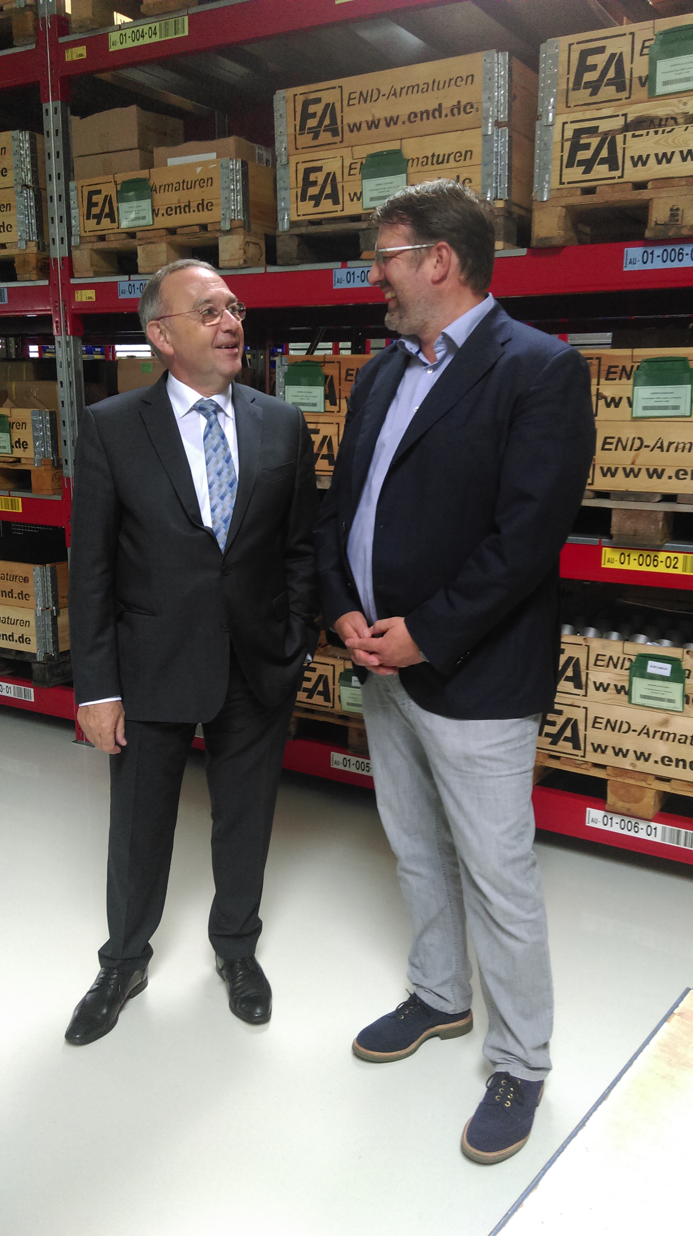 Finanzminister Norbert Walter-Borjans im Gespräch mit Michael End