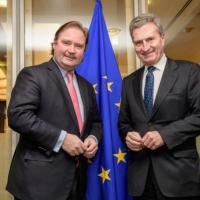 Minister Lienenkämper mit EU-Haushaltskommisar Oettinger